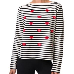 Betsey Johnson Embroidered Kiss Pullover.